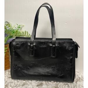 FRANCESCO BIASIA Black Textured Polished Leather Hand Bag Timeless Elegance